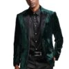 Dark Green Tuxedo - Men's Textured Velvet Prom Hunter Green Jacket Tuxedo