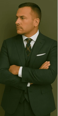 Wool Suit - Italian Made Business Suit By Statement Men's 3 Piece 100% Wool Modern Fit Suit - Double Breasted Vest -Alberto Nardoni Shop Huntergreen2 43076f6d 4bec 46dd bc44 df216827d0c7