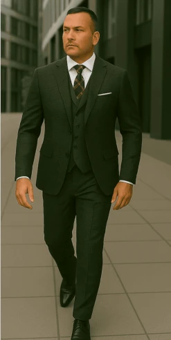 Wool Suit - Italian Made Business Suit By Statement Men's 3 Piece 100% Wool Modern Fit Suit - Double Breasted Vest -Alberto Nardoni Shop Huntergreen3 ac6ca129 ea86 4e5e 9a2f b60cc5ec34db