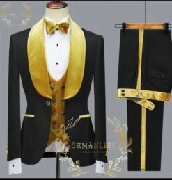 Mens Black Dinner. Jacket - Two Toned Color BlazerBlack And GoldSport Coat