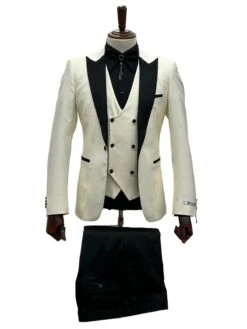 Ivory Tuxedo - Cream Wedding Suit- Off White Groom 1 ButtonSuit