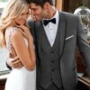 Grey Prom Suit - Gray Wedding Suit - Gray Tuxedo Mens Designer Oscar Grey Peak Trim Tuxedo In Grey