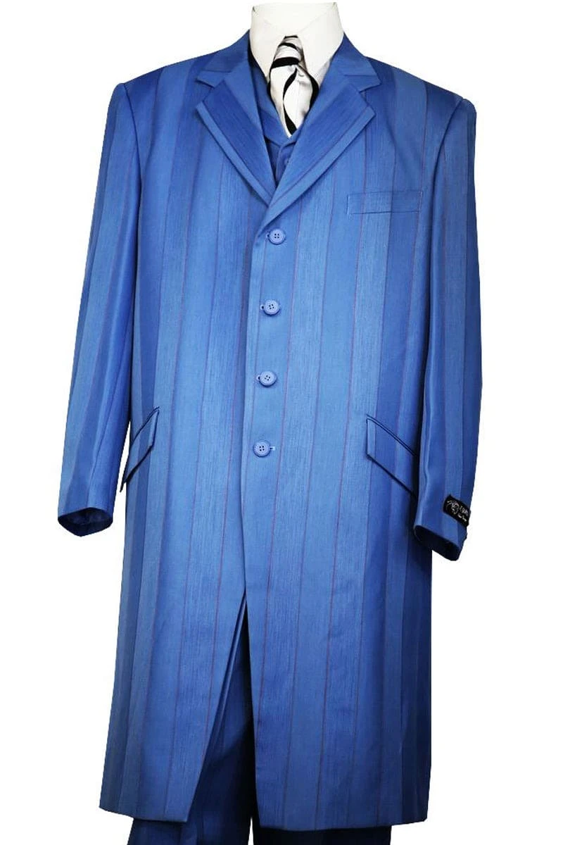 Mens Vested Maxi Length Zoot Suit In Royal Blue Pinstripe 1 Mens Vested Maxi Length Zoot Suit In Royal Blue Pinstripe