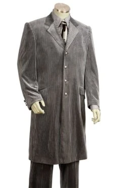 Mens Long Corduroy Fashion Zoot Suit In Grey
