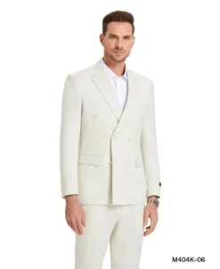 Ivory Double Breasted Linen Suit - Cream Color Summer Suit