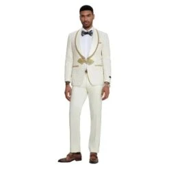Ivory And Gold 2pc Men's Suit By Tazzio -Alberto Nardoni Shop Ivory and Gold 3