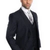 Navy Blue Men's Wedding & Business Suit - Vested Two Button Solid Color