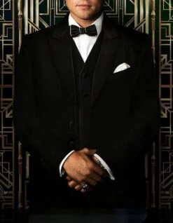 Mens Great Gatsby | Leonardo Dicaprio Vested Tuxedo In Black