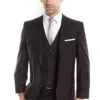 "Black Slim Fit Men's Wedding Suit - Two Button Basic Vested"