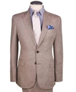 Tan Linen Suit - Dark Tan ~ Taupe ~ Khaki Big And Tall Linen Suit