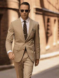 Khaki Cotton Suit - Mens Summer Suit - Tan SuitPerfectKhaki Cotton Suit - Mens Summer Suit - Tan Suit For Casual Or Dressy Events Or Casual