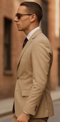 Khaki Cotton Suit - Mens Summer Suit - Tan SuitPerfectKhaki Cotton Suit - Mens Summer Suit - Tan Suit For Casual Or Dressy Events Or Casual -Alberto Nardoni Shop Khaki Cotton Suit 3
