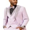 Lavender Prom Tuxedo - Perfect Wedding Suit Vested Rhinestone Lapelled