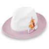 Tapa Crushable Straw Hat Fedora In Two Tone Lavender-White 3 Tapa Crushable Straw Hat Fedora In Two Tone Lavender-White -Alberto Nardoni Shop Lavender White.1