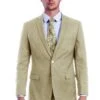 Tan Linen Suit - Men's Two Button Modern Fit Linen Look Light Beige Summer Suit