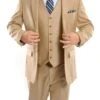 Light Beige 3 Piece Modern Fit Suit 2 Button V-Neck Vest