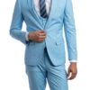 Sky Blue Solid Color 3 Piece Slim Fit Suit 1 Button Peak Lapel -Alberto Nardoni Shop M255US SKYBLUE