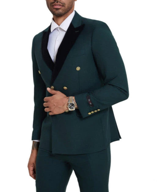 Dark Green 2 Piece Slim Fit Double Breasted Tuxedo 2 Dark Green 2 Piece Slim Fit Double Breasted Tuxedo - Image 2