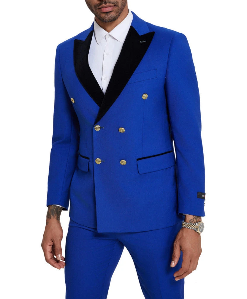 Royal Blue 2 Piece Slim Fit Double Breasted Tuxedo 1 Royal Blue 2 Piece Slim Fit Double Breasted Tuxedo