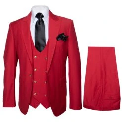 Rossi Man Max Slim Fit Formal Suit – 3-Piece Set In Bold Solid Red | RM1191