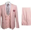 Rossi Man MAX RM1203 Slim Fit 3-Piece Suit – Stylish Solid Pink Formalwear For Men