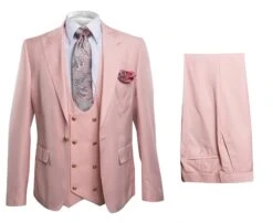 Rossi Man MAX RM1203 Slim Fit 3-Piece Suit – Stylish Solid Pink Formalwear For Men
