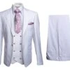 Rossi Man MAX RM1374 Slim Fit 3-Piece Suit – Elegant Solid White Formalwear For Men