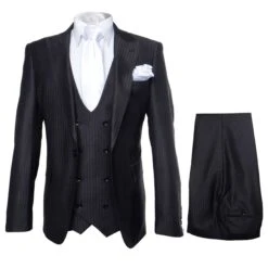 Rossi Man MAX RM1712 Slim Fit 3-Piece Suit – Stylish Black Formalwear For Men