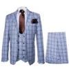 Rossi Man MAX RM1822 Slim Fit 3-Piece Suit – Premium Light Blue & Brown Plaid Formal Suit For Men -Alberto Nardoni Shop MAX RM1822