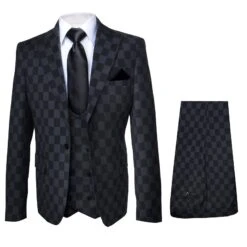 Rossi Man Max RM1837 – Men’s Slim Fit Tailored 3-Piece Suit In Black