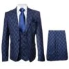 Rossi Man MAX Collection RM1838 – Modern Slim Fit 3-Piece Navy Check Suit For Men -Alberto Nardoni Shop MAX RM1838