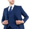Navy Blue Men's Slim Fit Business & Wedding Suit - One Button Vested