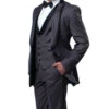 Gray Slim Fit Tuxedo 3 Piece With Satin Shawl Collar Vest
