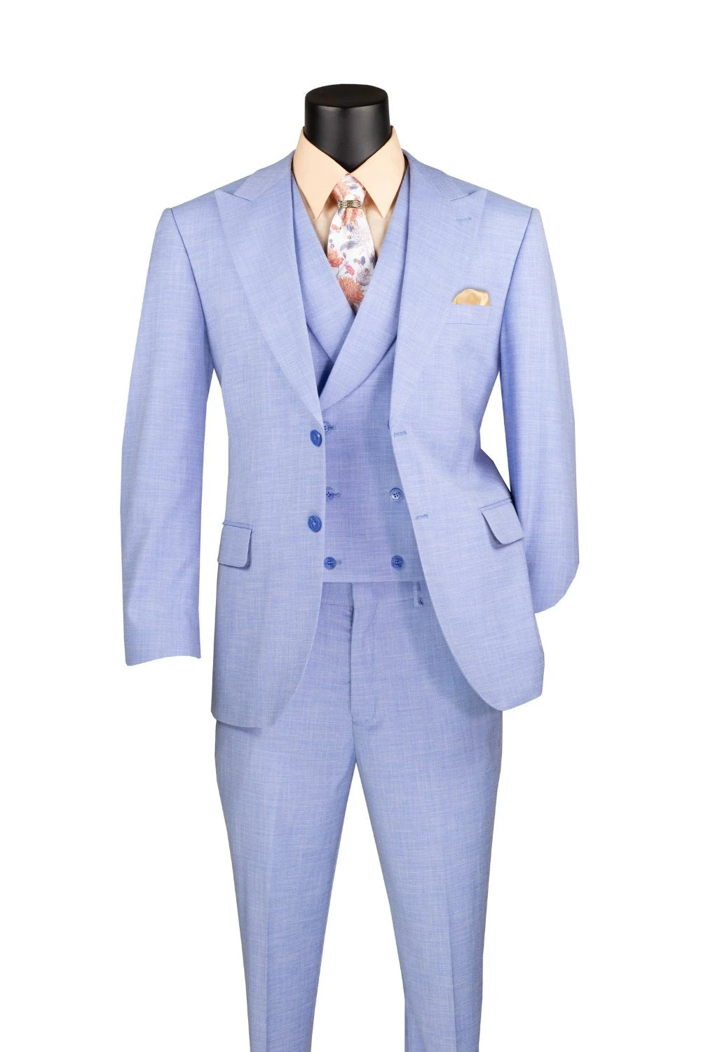 Light Blue Modern Fit 3 Piece Suit With Vest And Adjustable Waist Band Pants 1 Light Blue Modern Fit 3 Piece Suit With Vest And Adjustable Waist Band Pants