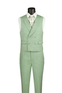 Light Green Modern Fit 3 Piece Suit With Vest And Adjustable Waist Band Pants -Alberto Nardoni Shop MV2K 2 LIGHT GREEN VEST 6f084ee2 ef25 446f ab09 7201ef78f808
