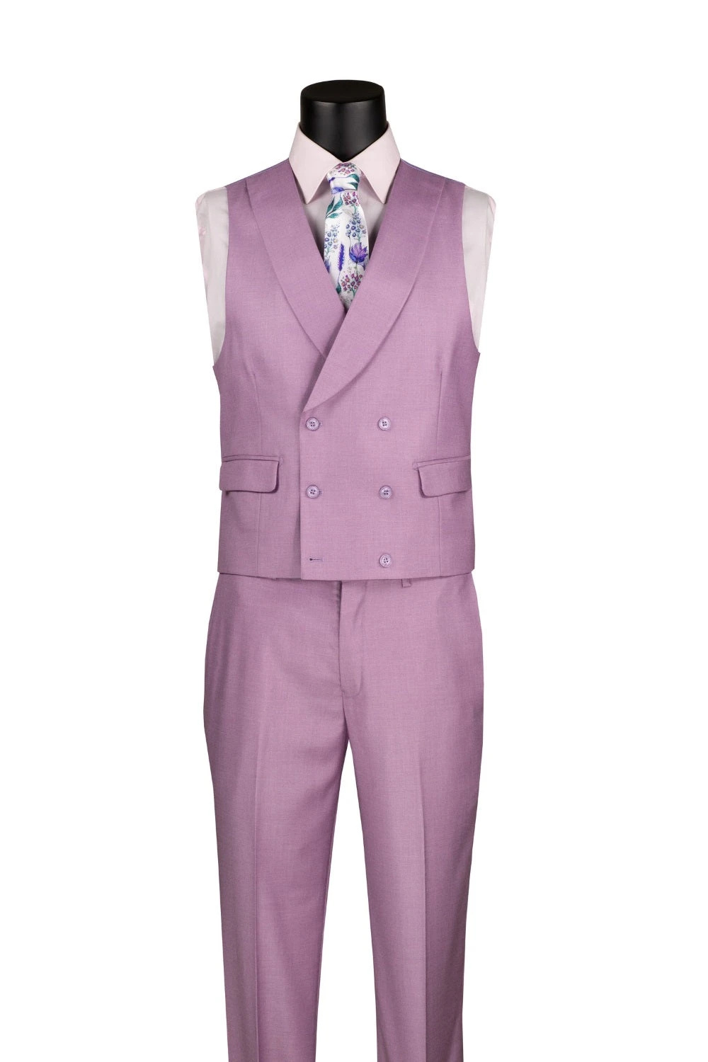 Lavender Modern Fit 3 Piece Suit With Vest And Adjustable Waist Band Pants 2 Lavender Modern Fit 3 Piece Suit With Vest And Adjustable Waist Band Pants - Image 2