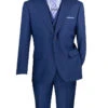 Navy Modern Fit 3 Piece Suit With Vest And Adjustable Waist Band Pants