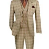 Khaki Modern Fit Windowpane Peak Lapel 3 Piece Suit -Alberto Nardoni Shop MV2W 3 KHAKI JPG WEB 1 c4d8f007 9ef1 4406 bbbc 8866ae99295a