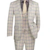 Modern Fit Windowpane Suit 3 Piece With U-Neck Vest In Light Beige -Alberto Nardoni Shop MV2W 5 LIGHT BEIGE 02 JPG 1 WEB fa6af3a6 9b02 4afa a321 479b3b83d780