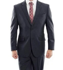 Arezzo Collection - 100% Wool Suit Modern Fit Italian Style 2 Piece In Navy