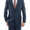 Arezzo Collection - 100% Wool Suit Modern Fit Italian Style 2 Piece In Indigo