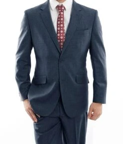 Arezzo Collection - 100% Wool Suit Modern Fit Italian Style 2 Piece In Indigo