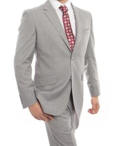 Arezzo Collection - 100% Wool Suit Modern Fit Italian Style 2 Piece In Gray