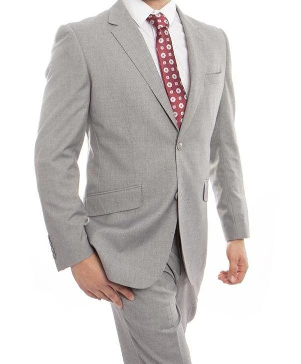 Arezzo Collection - 100% Wool Suit Modern Fit Italian Style 2 Piece In Gray 1 Arezzo Collection - 100% Wool Suit Modern Fit Italian Style 2 Piece In Gray