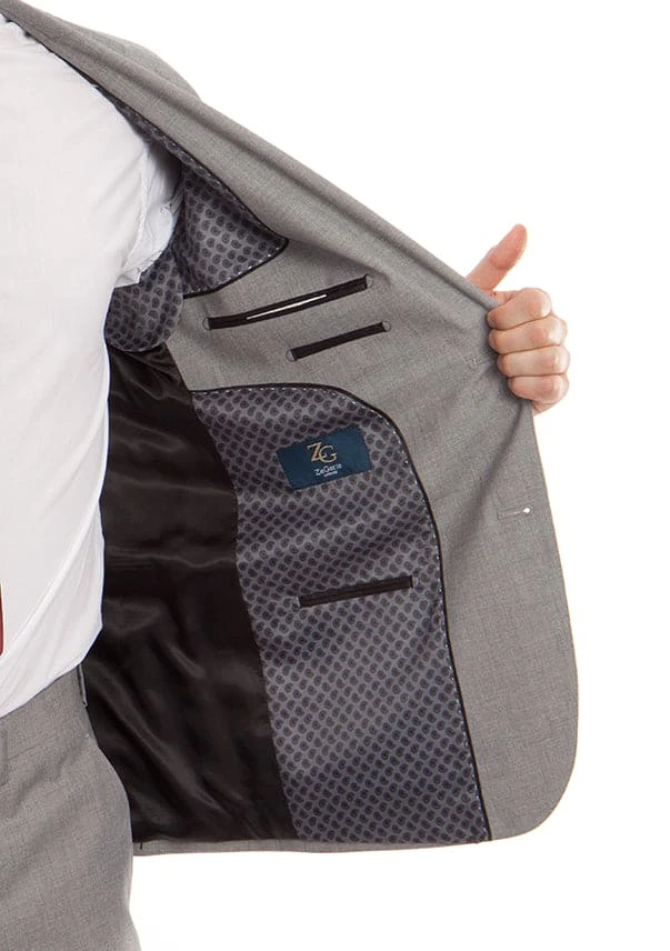 Arezzo Collection - 100% Wool Suit Modern Fit Italian Style 2 Piece In Gray 3 Arezzo Collection - 100% Wool Suit Modern Fit Italian Style 2 Piece In Gray - Image 3