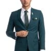 "Teal Green Slim Fit Wedding Suit For Men - Basic 2 Button Style"