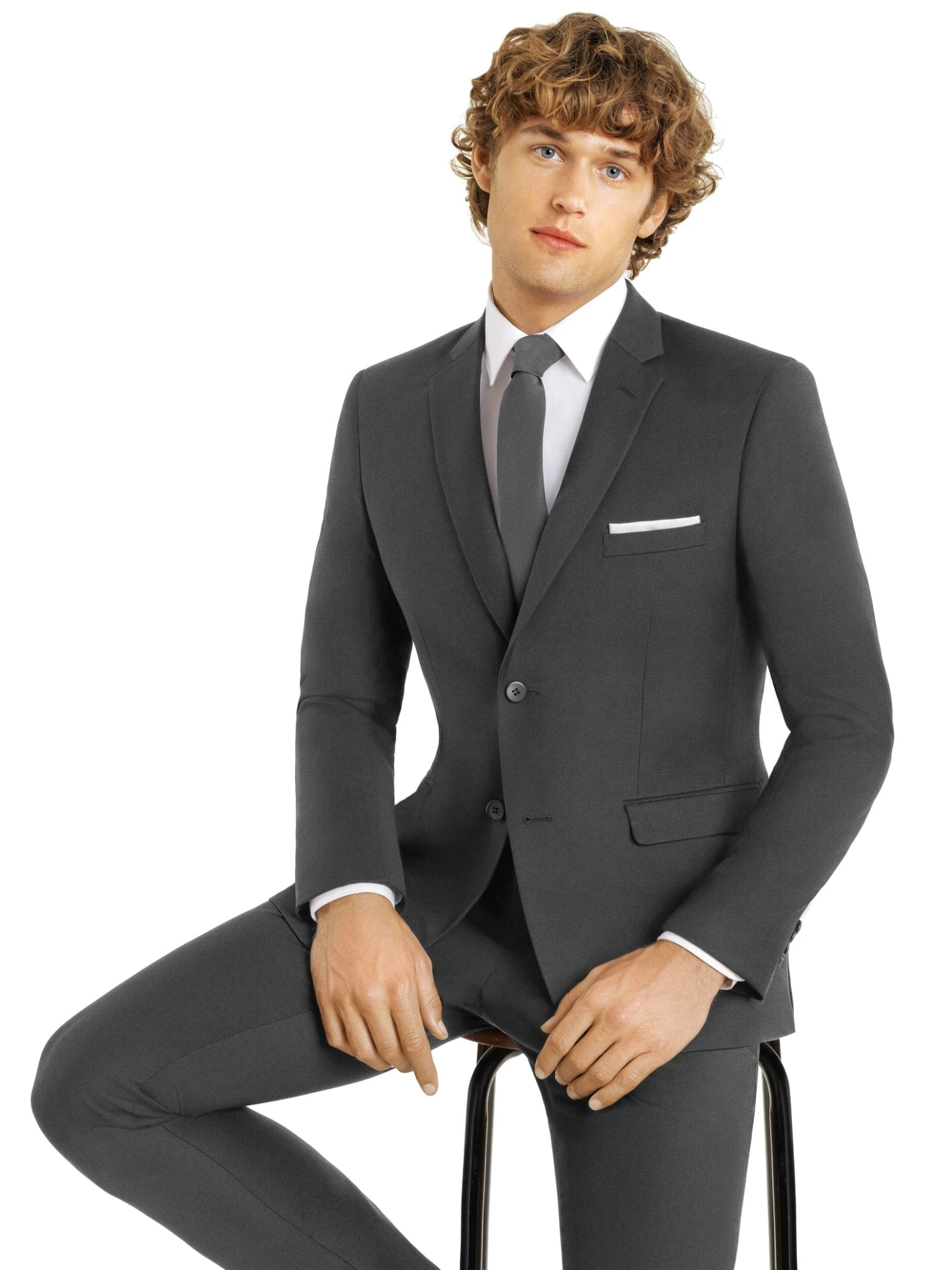 Western Suit - Trajes Para Hombres - Cowboy Formal Attire - Trajes De Novio - Matching Top Collar Dark Grey Suit 2 Western Suit - Trajes Para Hombres - Cowboy Formal Attire - Trajes De Novio - Matching Top Collar Dark Grey Suit - Image 2