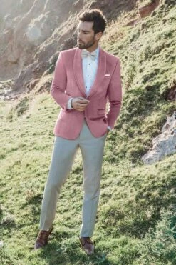 Velvet Blazer - Mens Blazer - Dinner Jacket "Venice" Dusty Rose Velvet Dinner Jacket - Separates -Alberto Nardoni Shop Men Dinner Jacket Dusty Rose