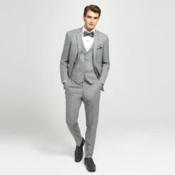 Western Suit - Trajes Para Hombres - Cowboy Formal Attire - Trajes De Novio - Light Gray -Alberto Nardoni Shop Men Light Gray Suit Notch Label Suit