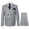 Men's Grey Glen Plaid Double-Breasted Suit – Classic Prince Of Wales Check Two-Piece Set By Rossiman -Alberto Nardoni Shop Men s Grey Glen Plaid Double Breasted Suit Classic 01
